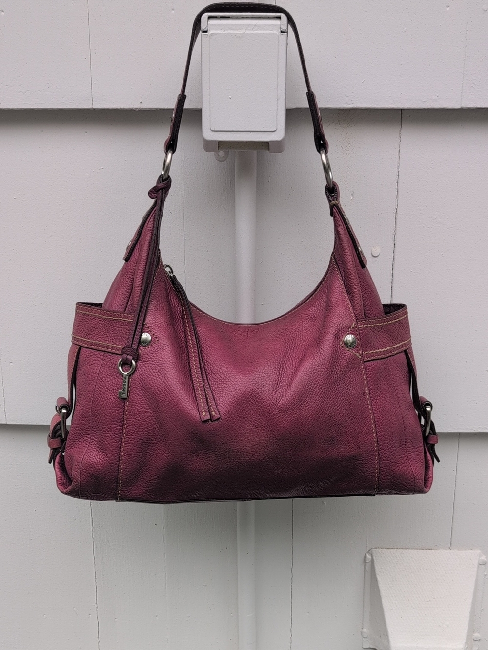 Fossil Leather Shoulder Bag in Plum